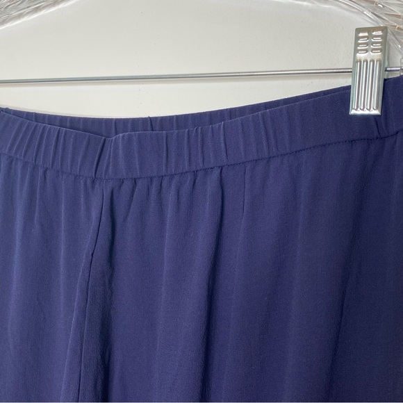 Eileen Fisher Midnight Navy Silk Pull On Ankle Pants - Picture 4 of 11